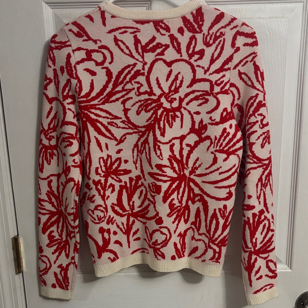 Tahari Cream and Red Floral Crewneck Sweater - Picture 5 of 5